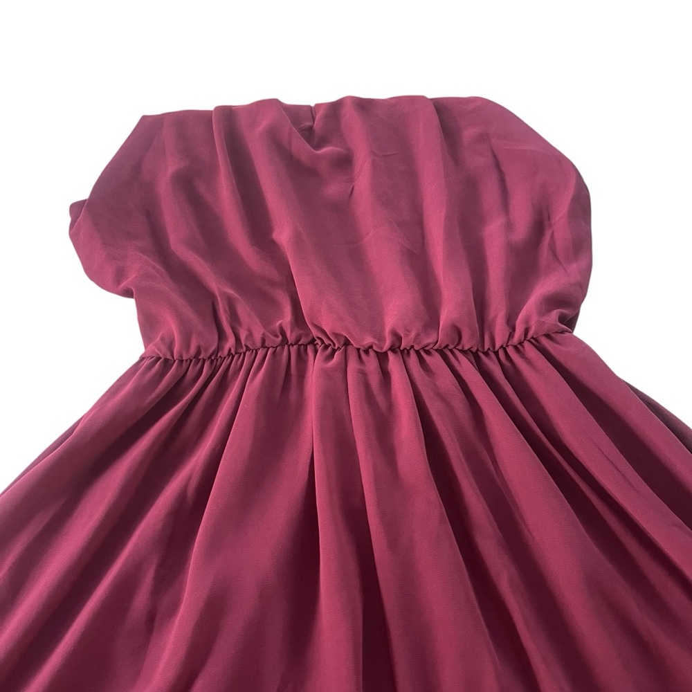 Lush Francescas Women M Wine Maroon Chiffon Sleeveless Halter Blouson Mini Dress - Picture 12 of 16